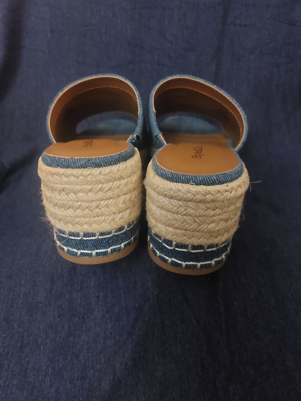 Style & Co. Denim Slide Wedge Sandals - BluePic. Sz 8 - Picture 3 of 9